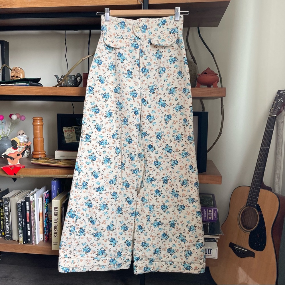 1970s Wide Leg Denim Pants